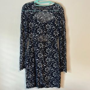 Long sleeve blue sparkly dress